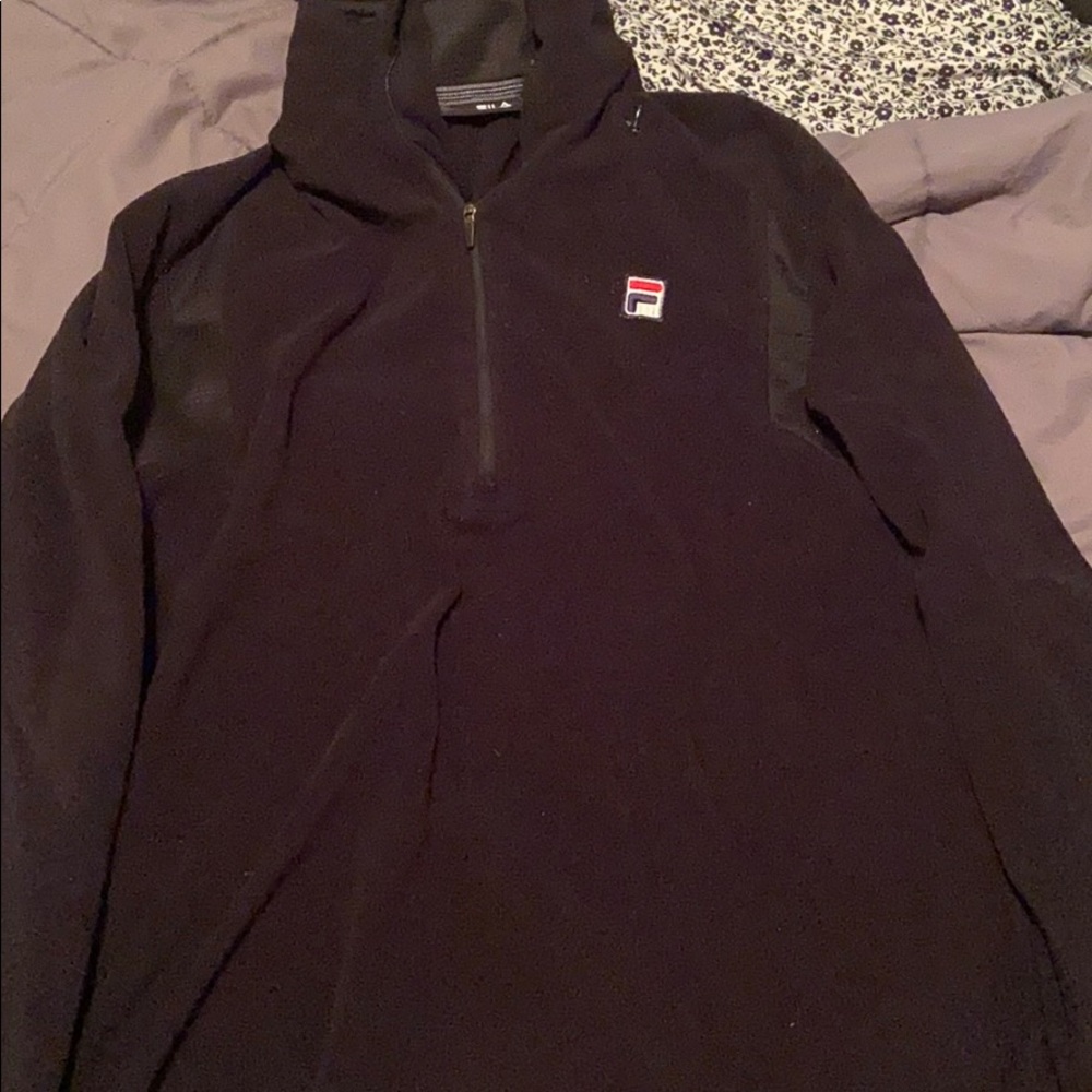 black fila quarter zip pullover fleece jacket